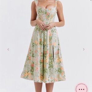 House of CB Saira Light Jade Print Midi Sundress